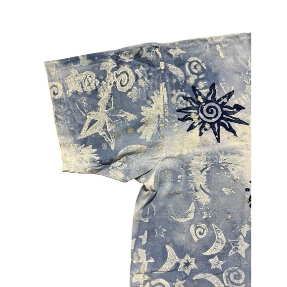 Vtg EZL Sun Moon Stars All Over Print Shirt USA Psychedelic Celestial 90s - Picture 4 of 11